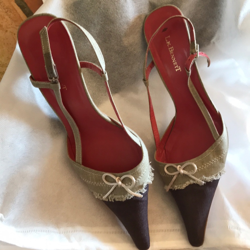 LK Bennett (UK) NEW Strappy Pumps - linen 2 tone